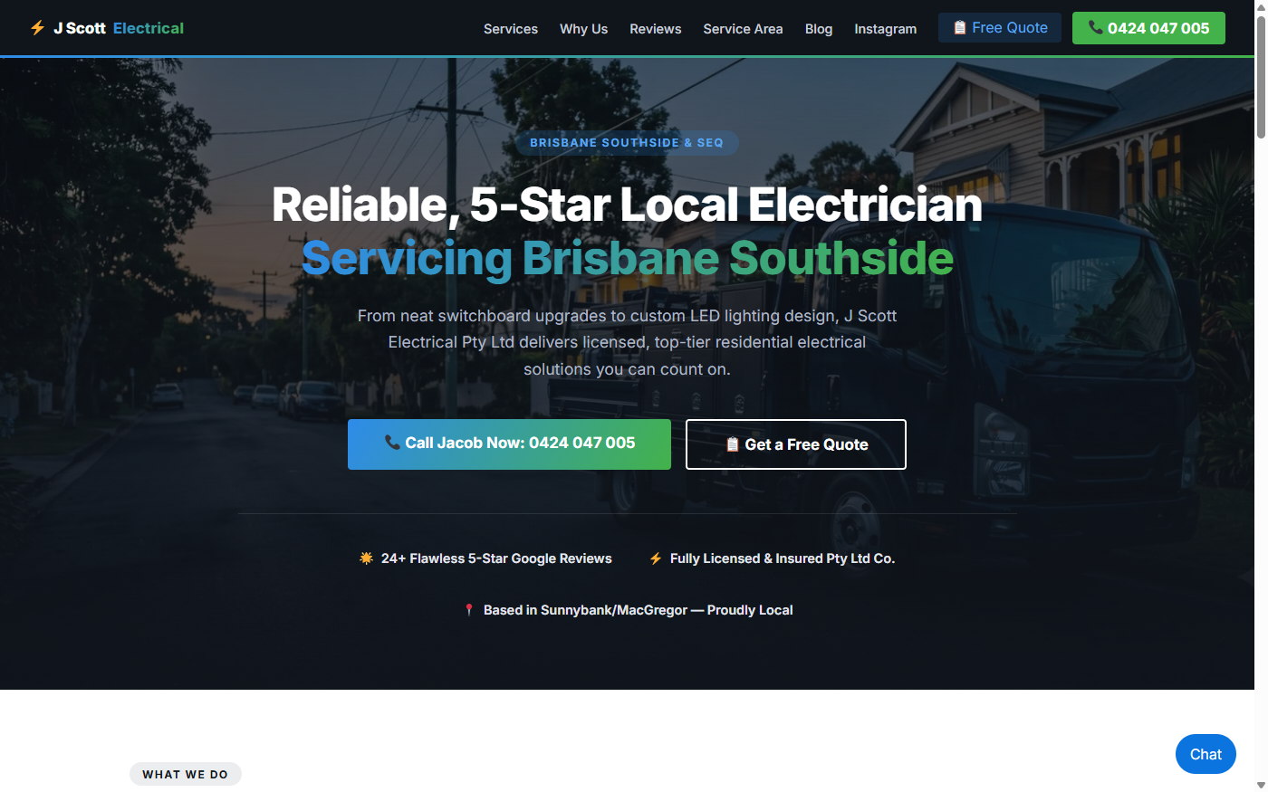 J Scott Electrical website built by DJR Web Design