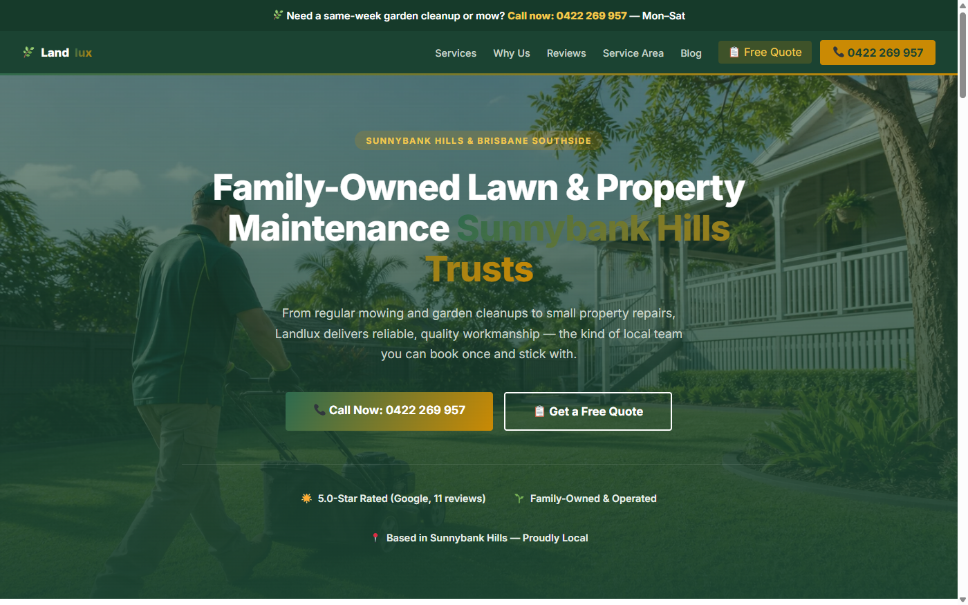 Landlux website built by DJR Web Design